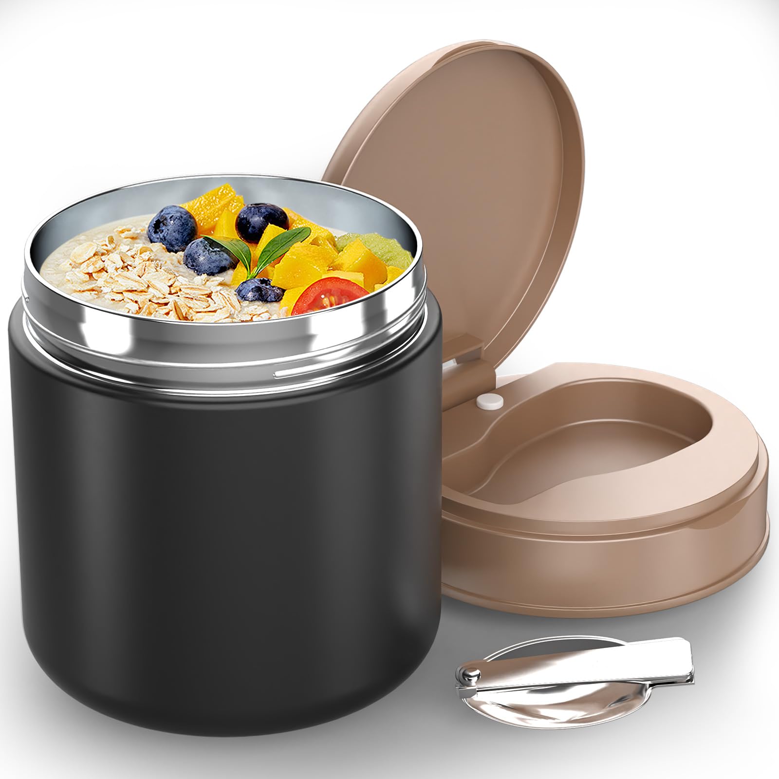 CJACJA insulated food jar close-up of vacuum-seal cap showing spill protection