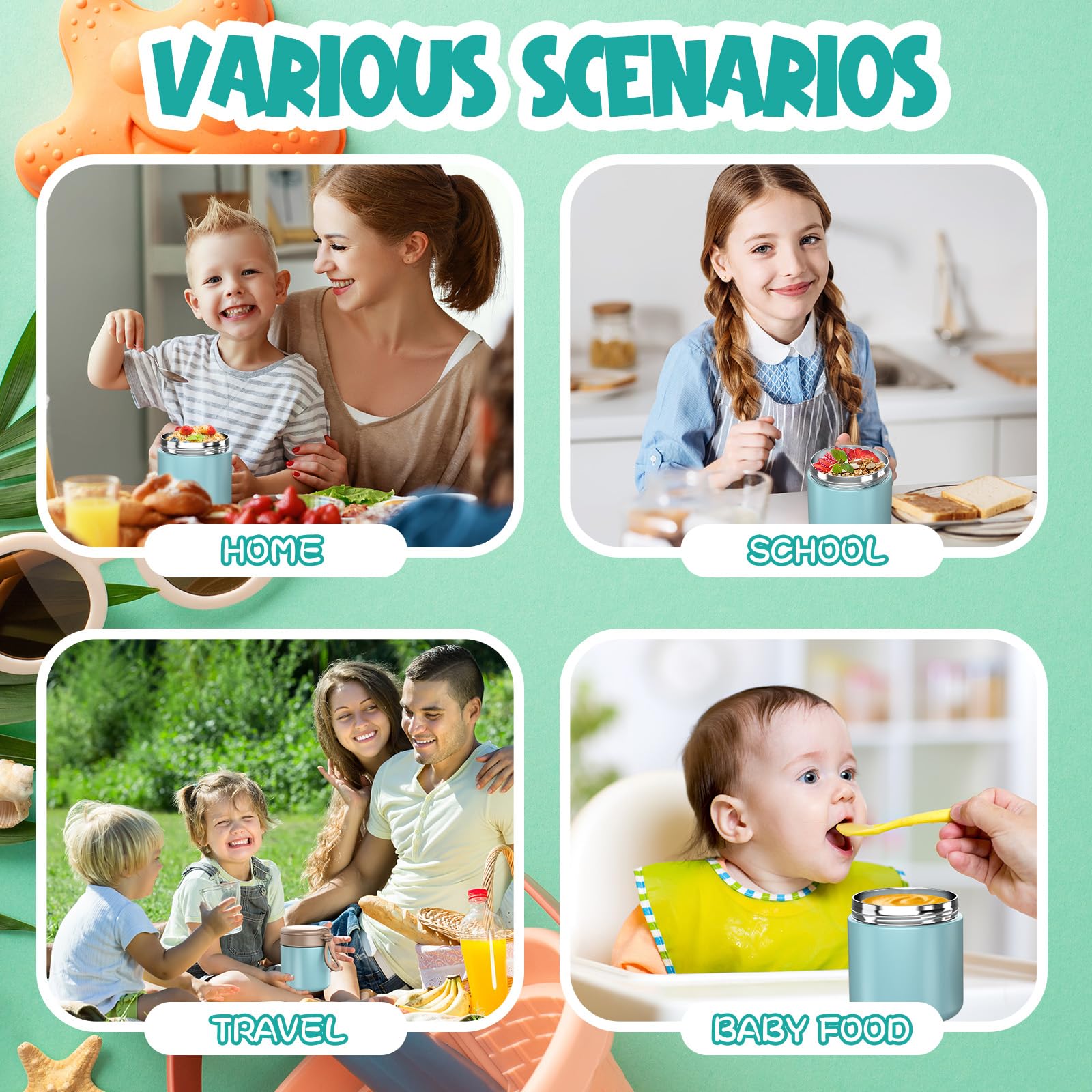 CJACJA leak-proof cap design helps prevent spills in bags during school days