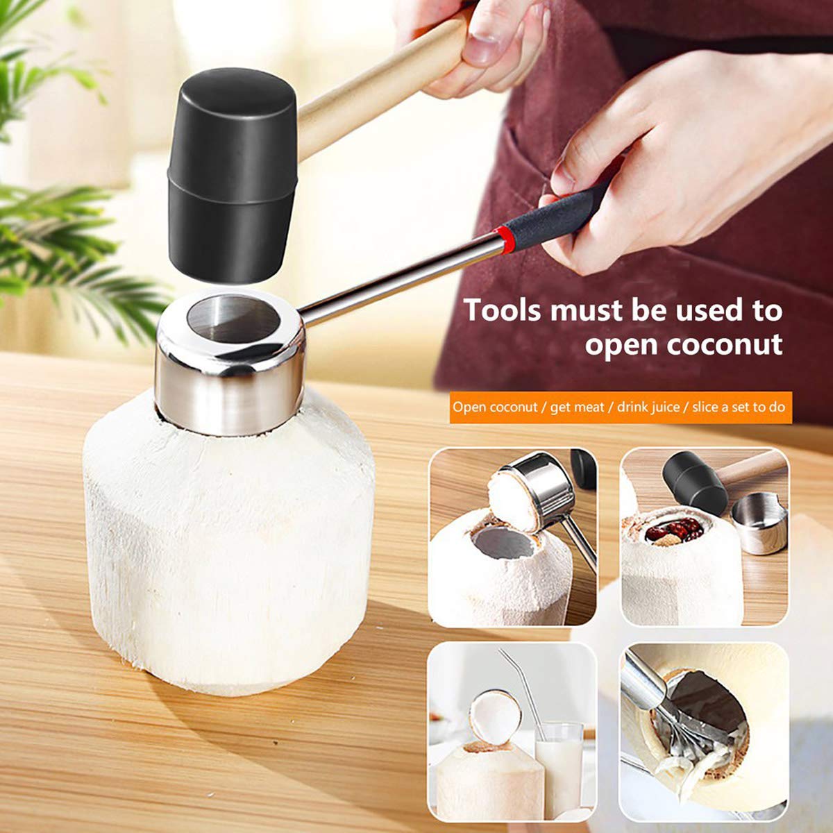 CJFocus meat removal tools scraping coconut meat efficiently.