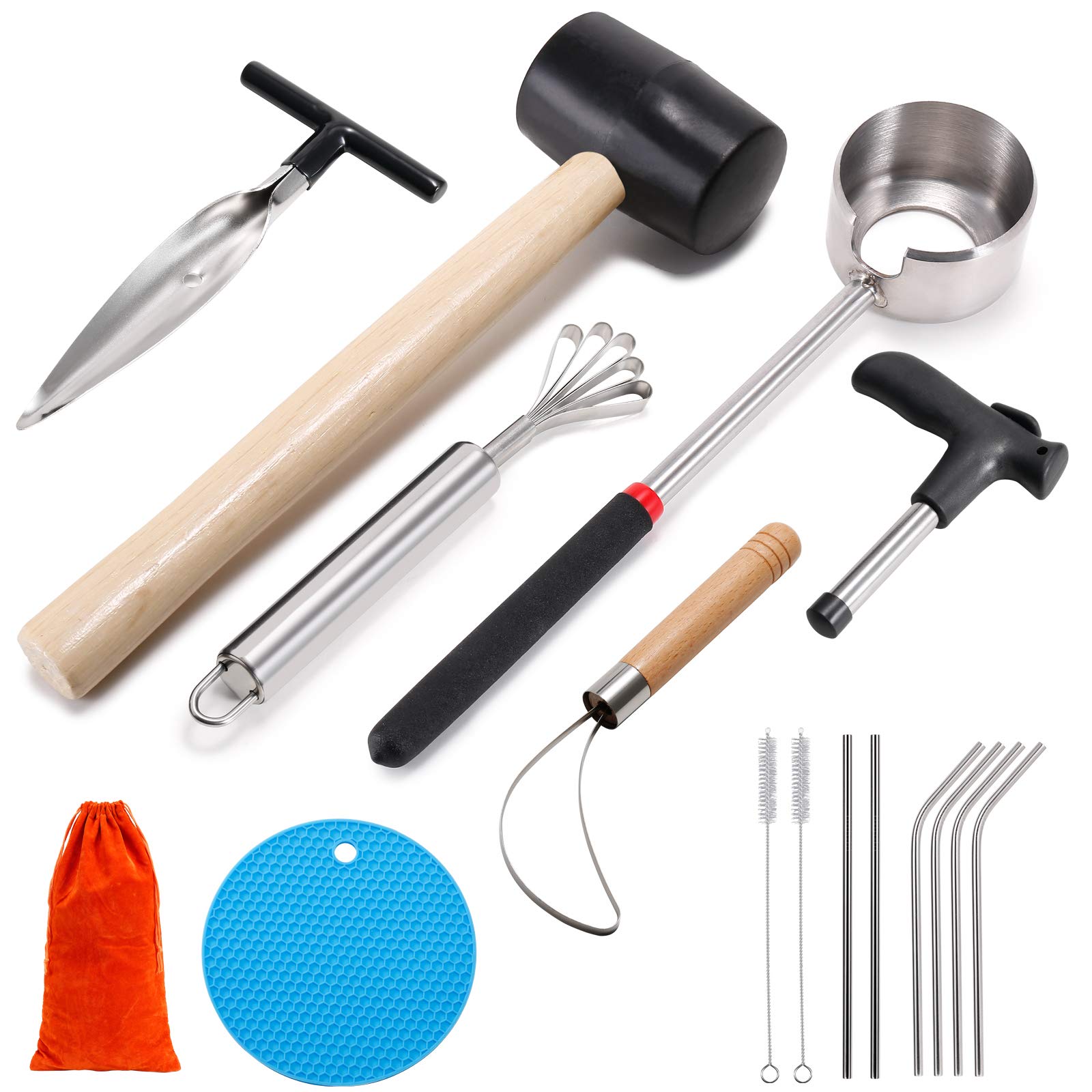 CJFocus coconut opener set, top view for quick, safe coconut access.