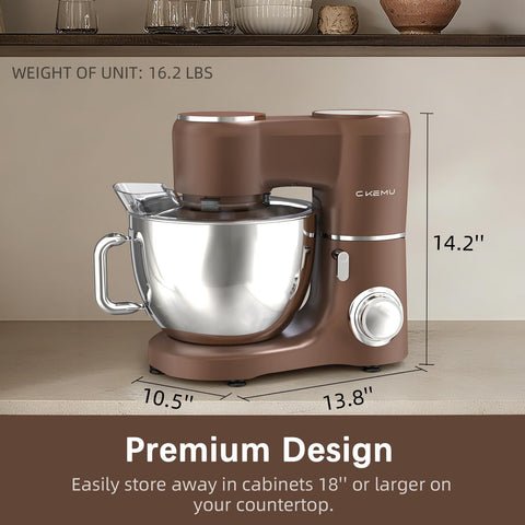 CKEMU 660W motor detail shows power for dense dough and large batches