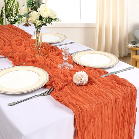 CKIKU boho gauze texture table runner adds soft elegance to dining settings.