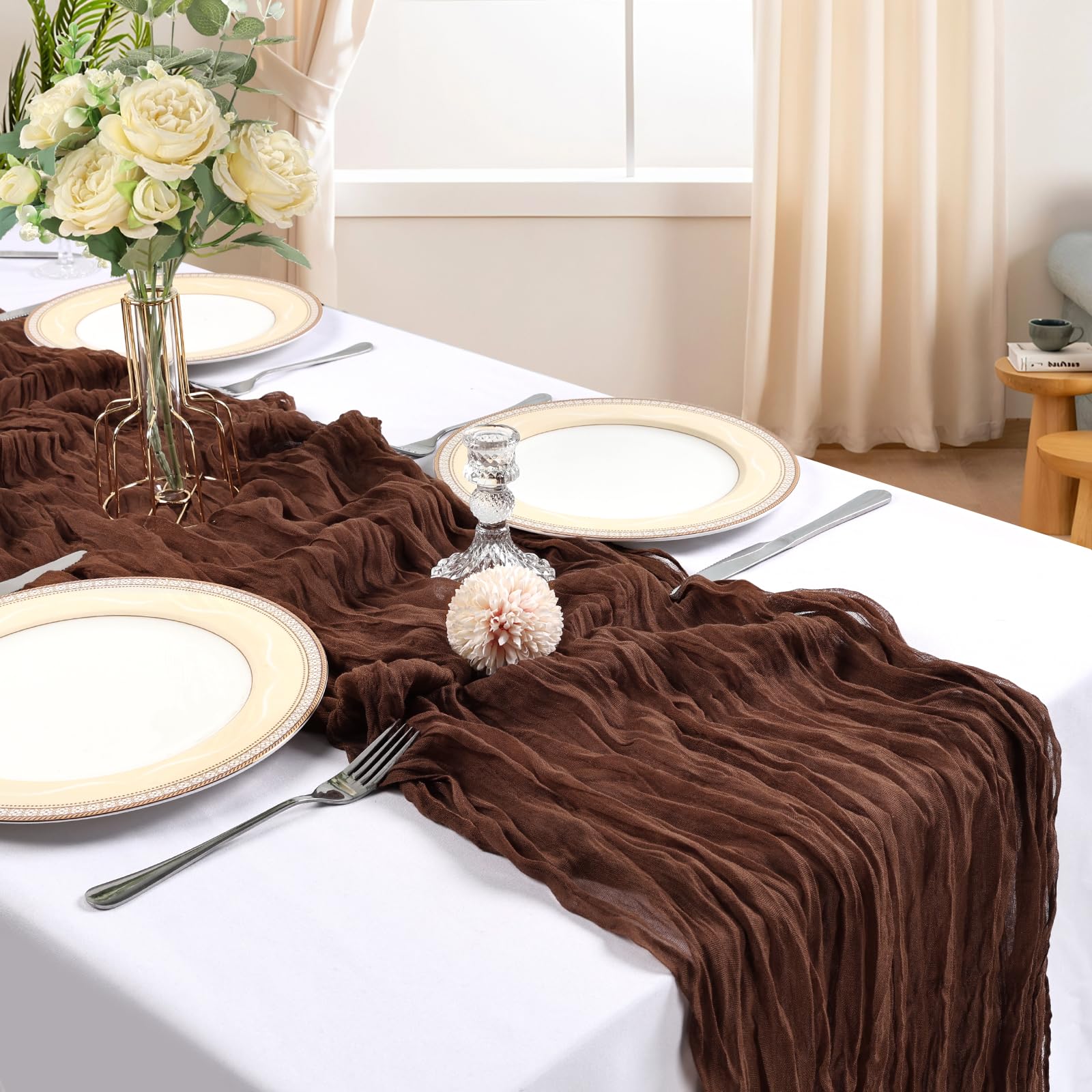 CKIKU table runner on dining table for gatherings with boho style