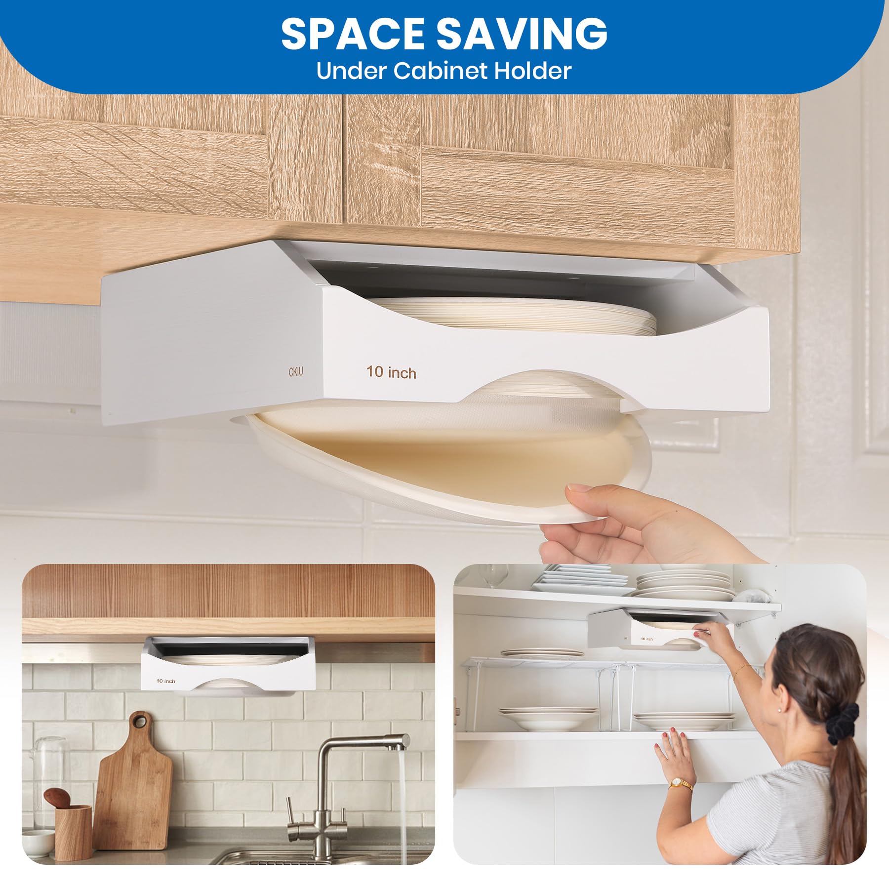 CKIU under-cabinet mounting with adhesive tape enables drill-free installation
