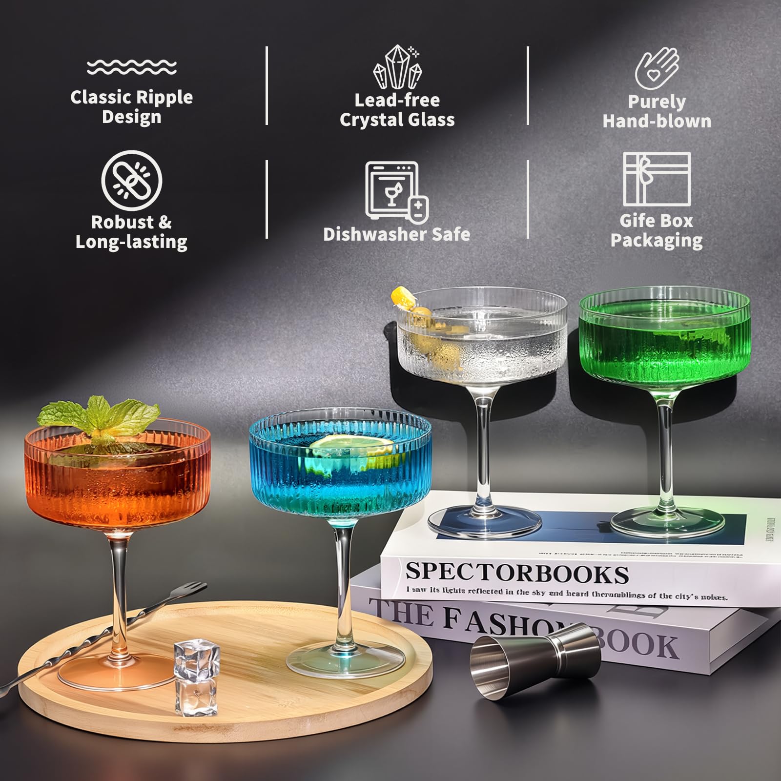 CL FUN espresso martini glass ideal for bold coffee cocktails.