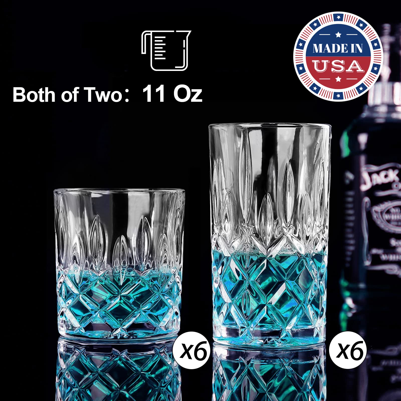 Claplante diamond-design old fashioned 11oz glass adds timeless style.