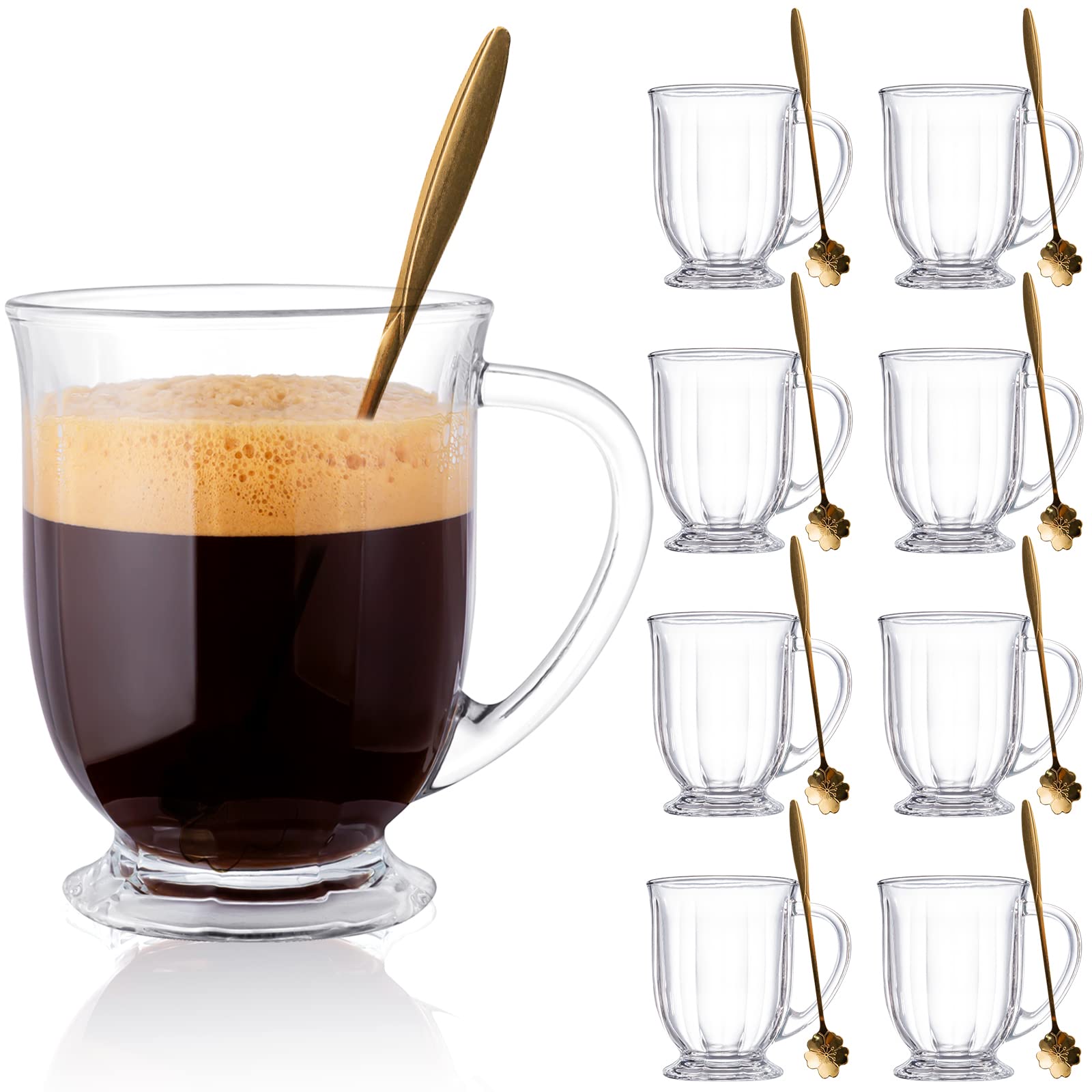 Claplante glass mug 15 oz set, clear view for hot coffee or iced tea