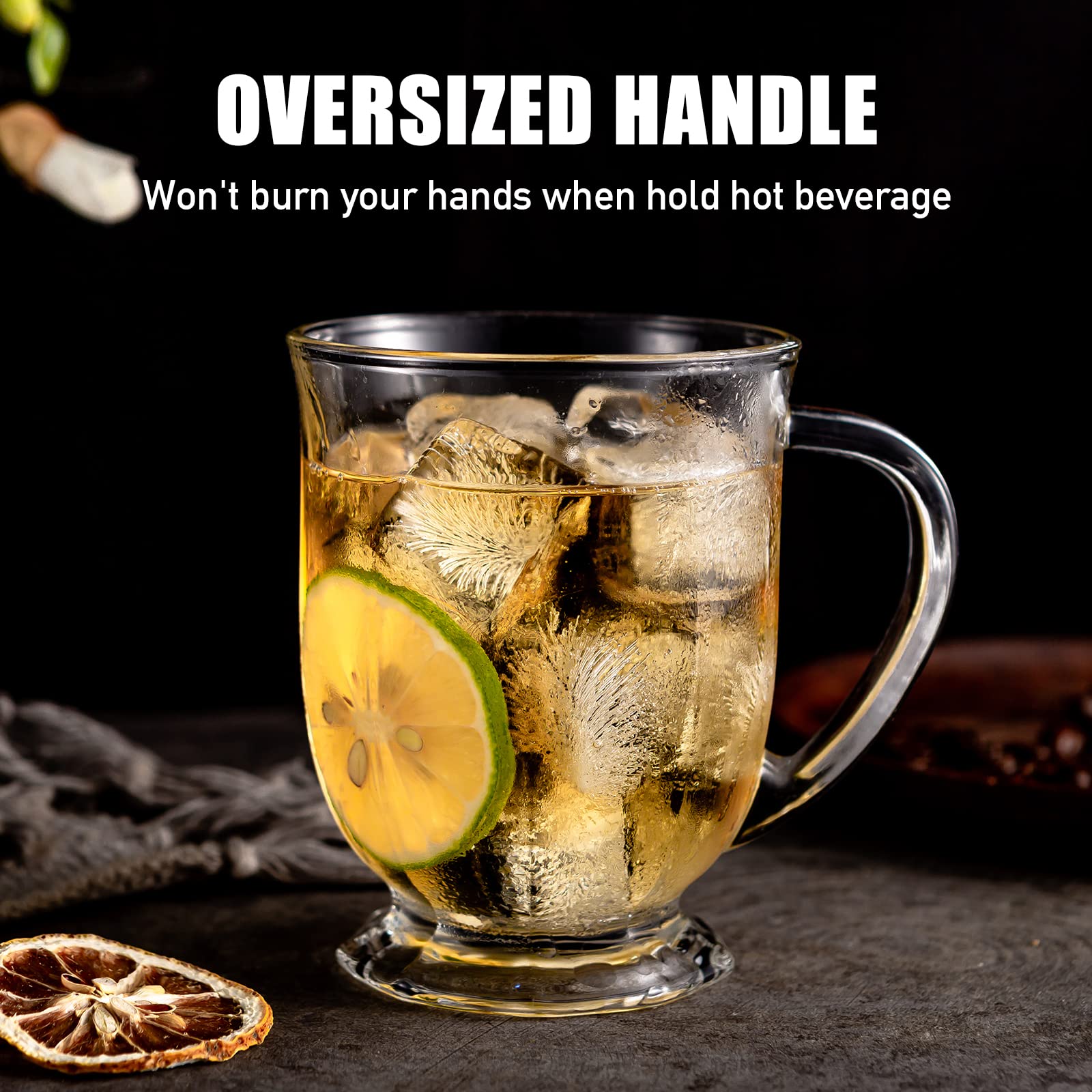 Claplante glass mug wide-base design provides table stability