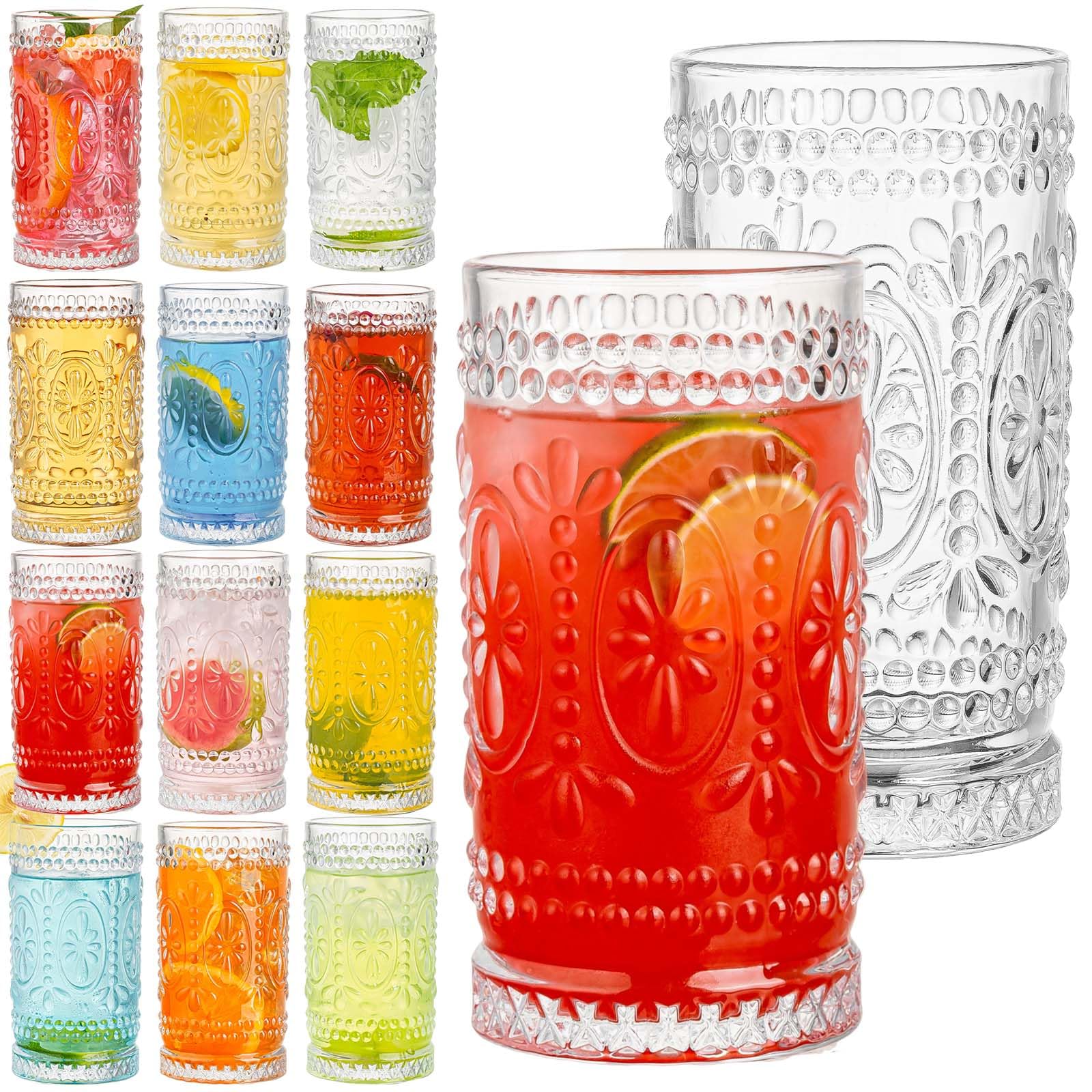 Claplante vintage highball glasses front view, perfect for entertaining.