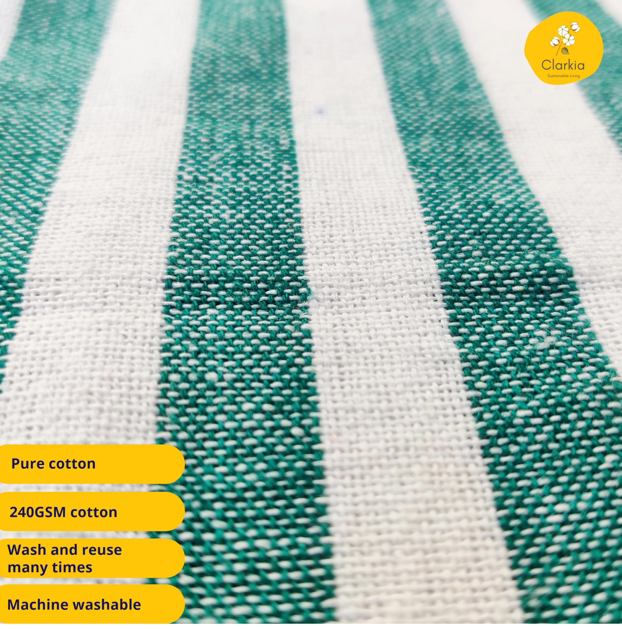 Clarkia roti cloth durable cotton green, reusable and washable for daily meals.