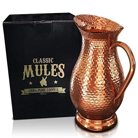 Classic Mules Pure Copper Pitcher 70oz pour for cool, refreshing beverages.
