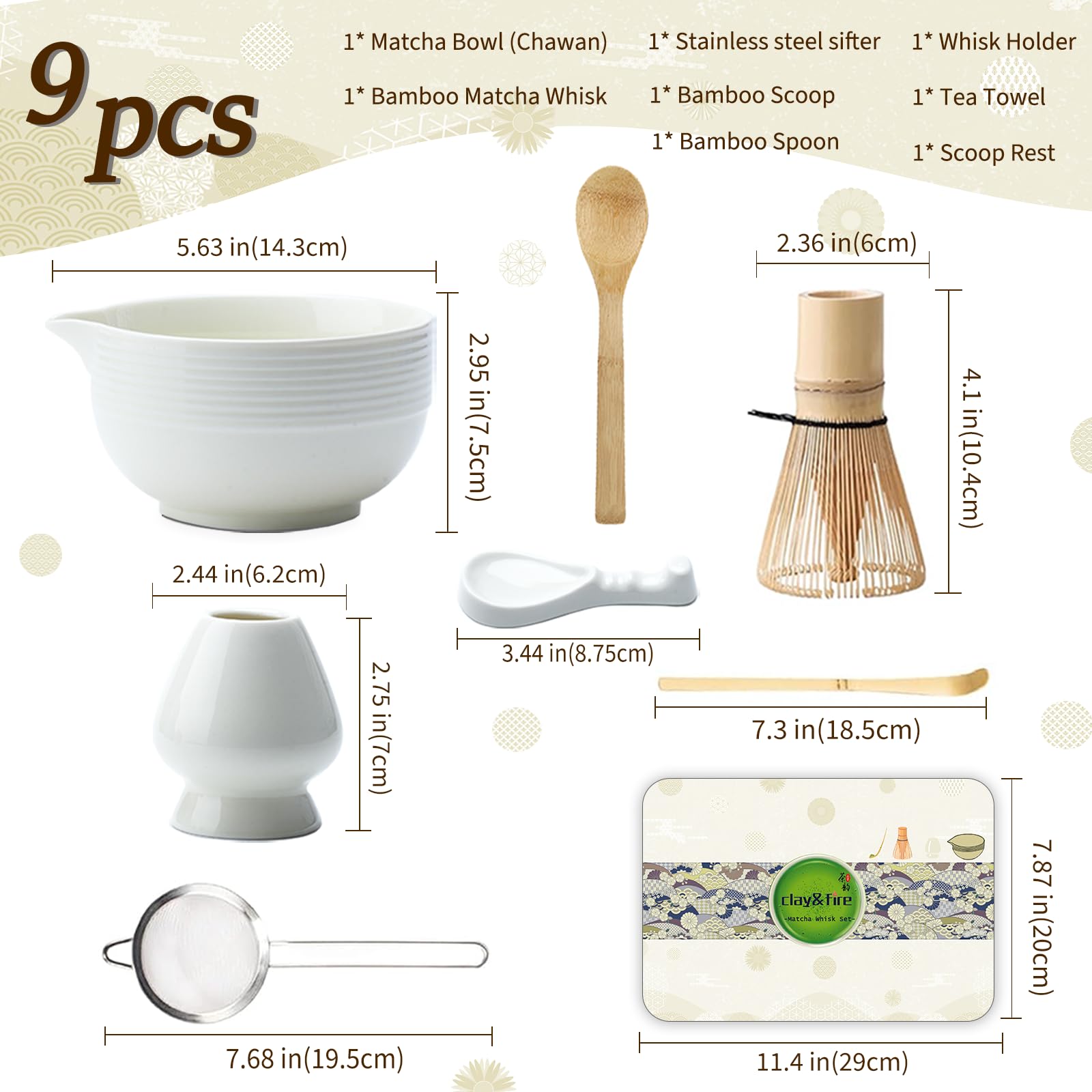 Clay&Fire tea towel included for quick cleanup after tea