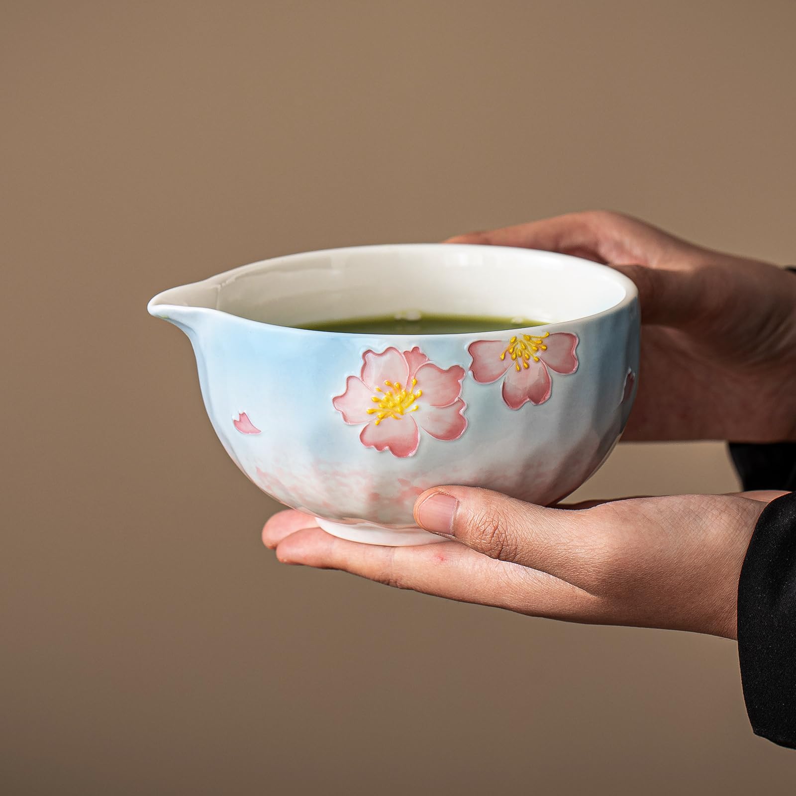 Clay&Fire bamboo scoop for precise powder measurement.