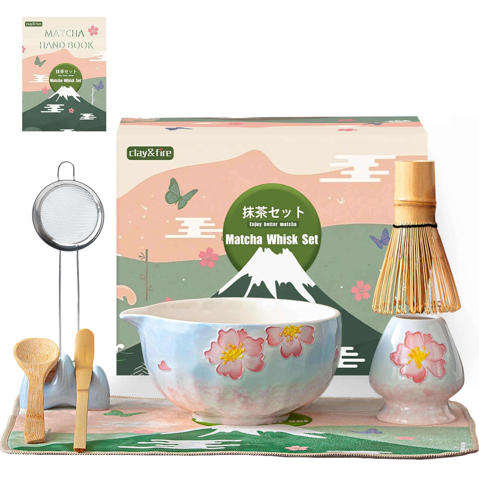 Clay&Fire bamboo whisk with fine tines for rich froth.