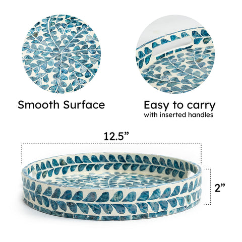 CLAYNIX blue floral shell inlay mosaic enhances coastal decor