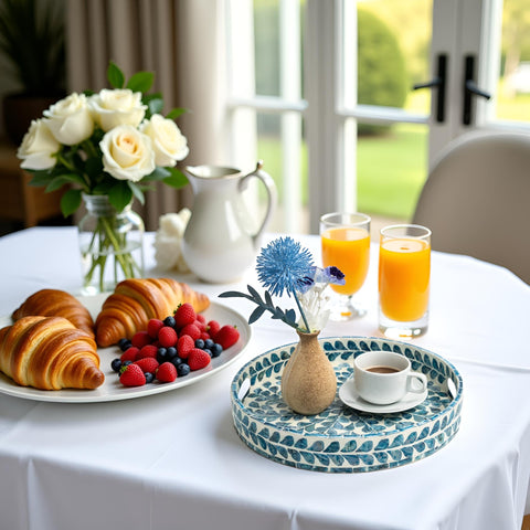 CLAYNIX coastal-themed tray ideal for tea and breakfast in bed