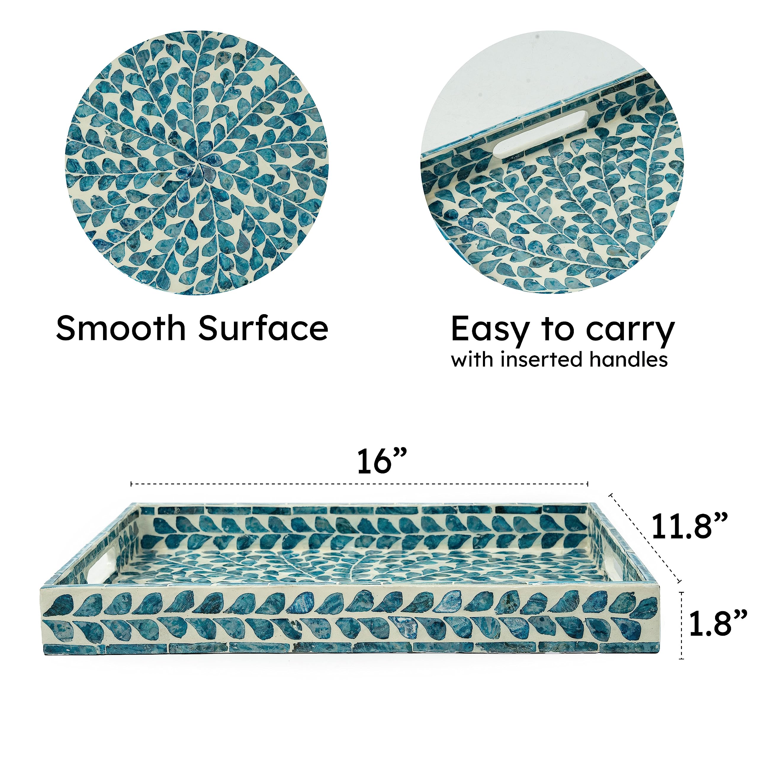 CLAYNIX serving tray with side handles makes carrying snacks effortless.