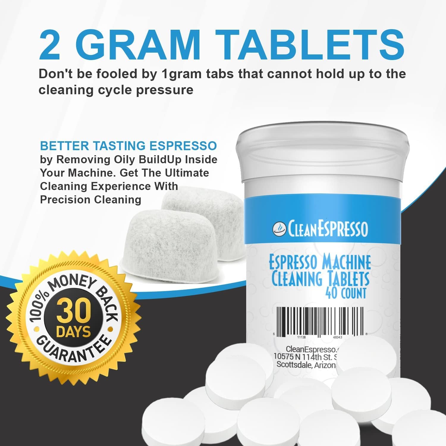 CleanEspresso kit is shown in action during a Breville cleaning cycle.