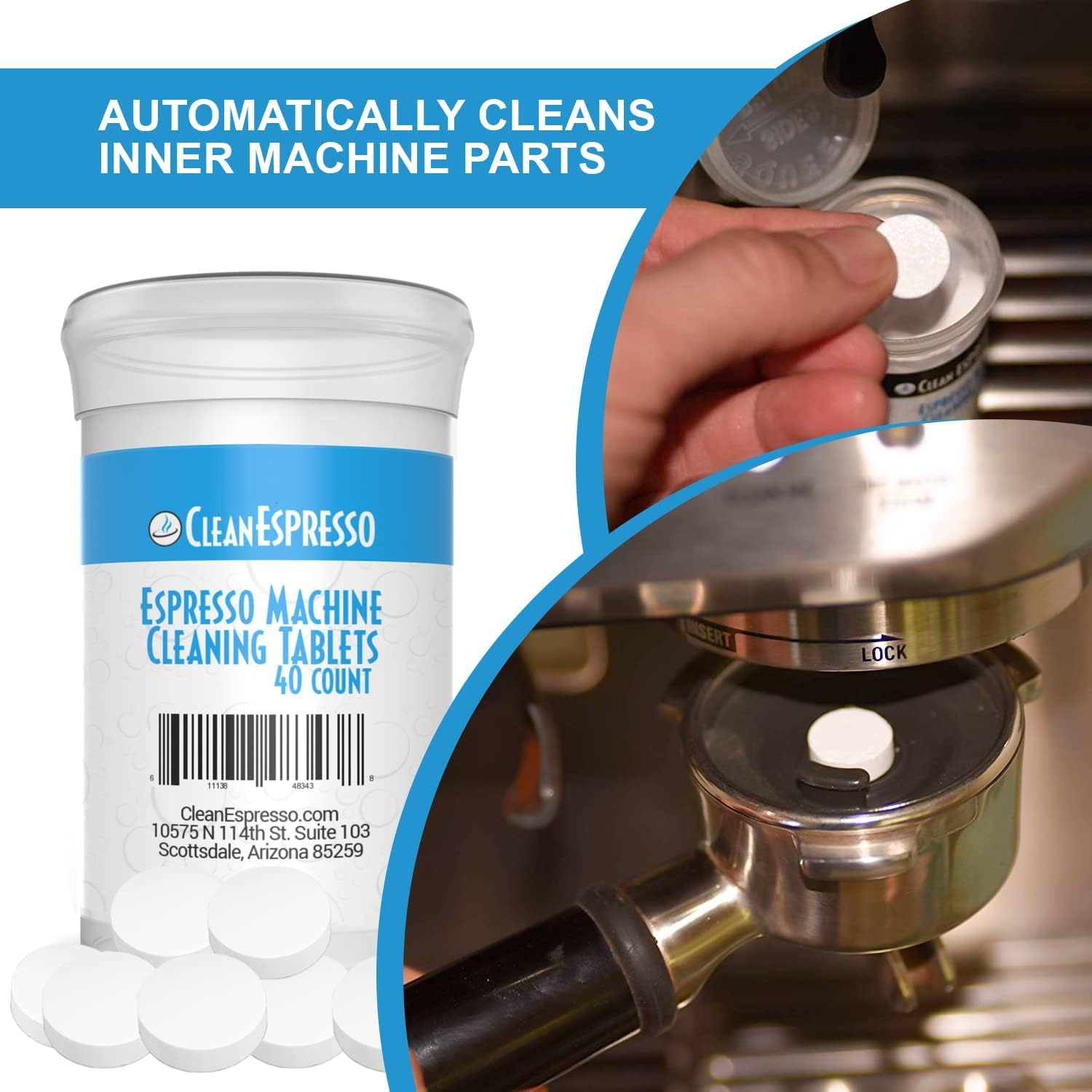 CleanEspresso descaler two-use package helps remove mineral buildup from Breville machines.