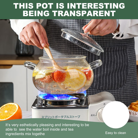 Glass Cooking Pot shows contents while heating for quick monitoring.