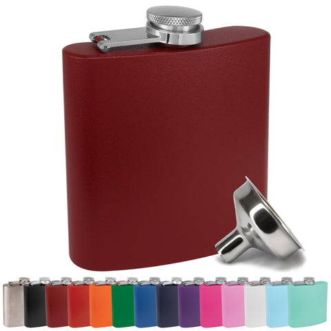 Clear Water Home Goods 6oz flask in matte maroon for on-the-go sipping