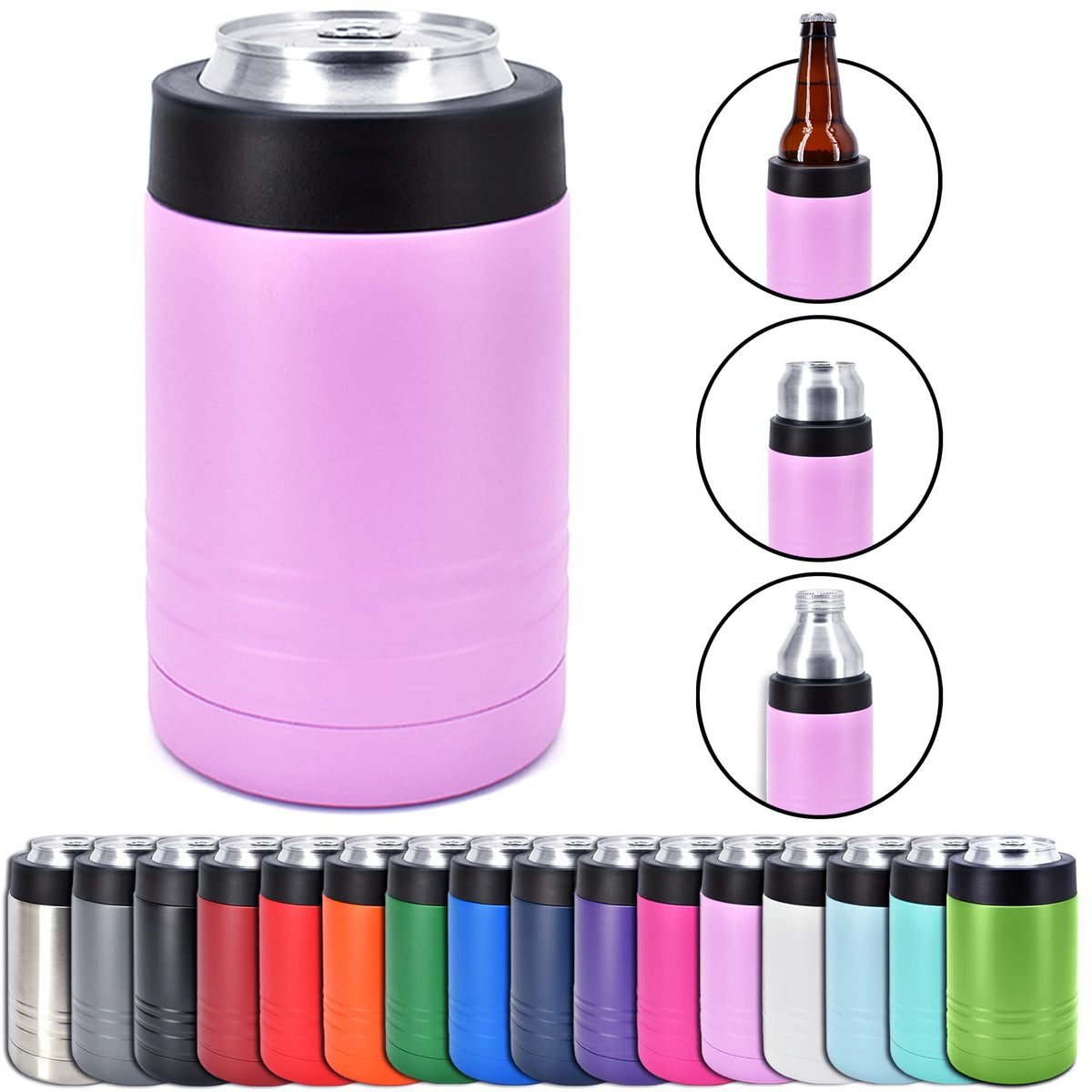Clear Water Home Goods lid-off insulated holder keeps drinks cool on the go.