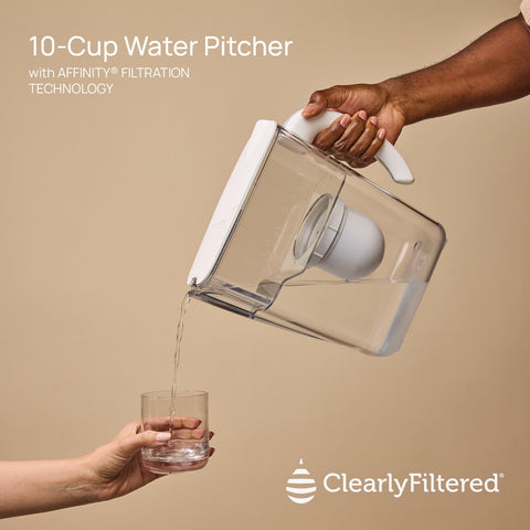 Clearly Filtered No.1 Pitcher hinge-fill-lid for quick, spill-free refills.