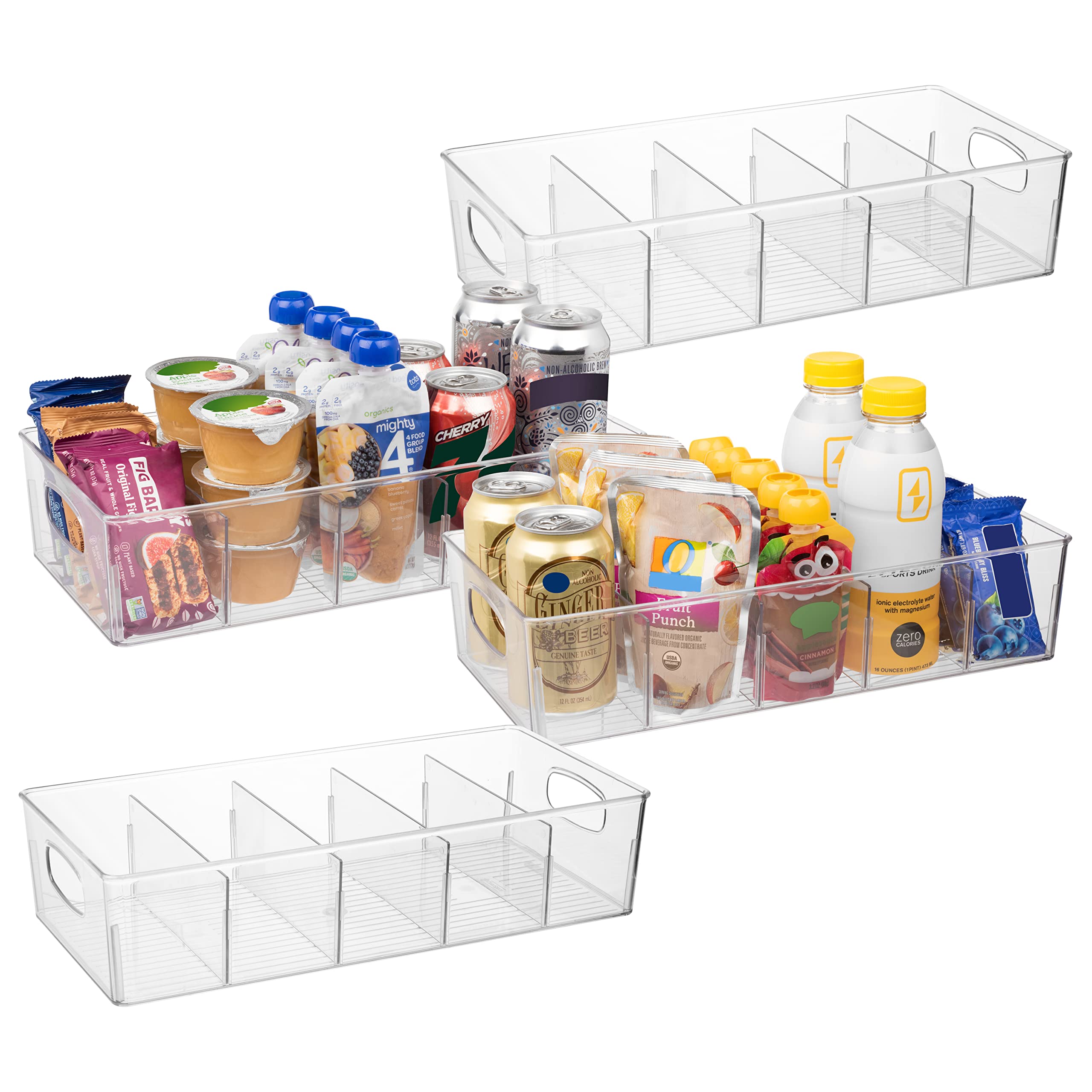 ClearSpace bin with removable dividers for pantry organization.