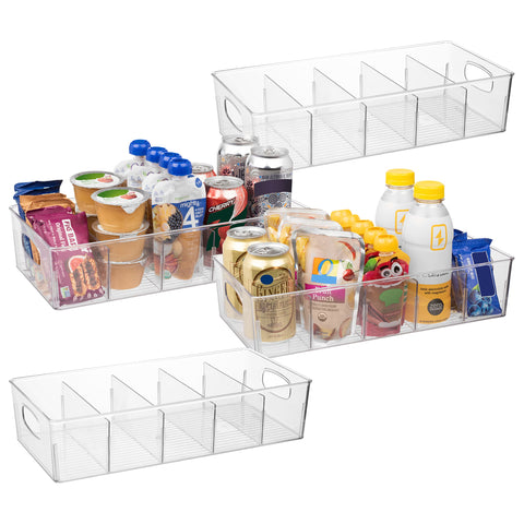 ClearSpace bin with removable dividers for pantry organization.