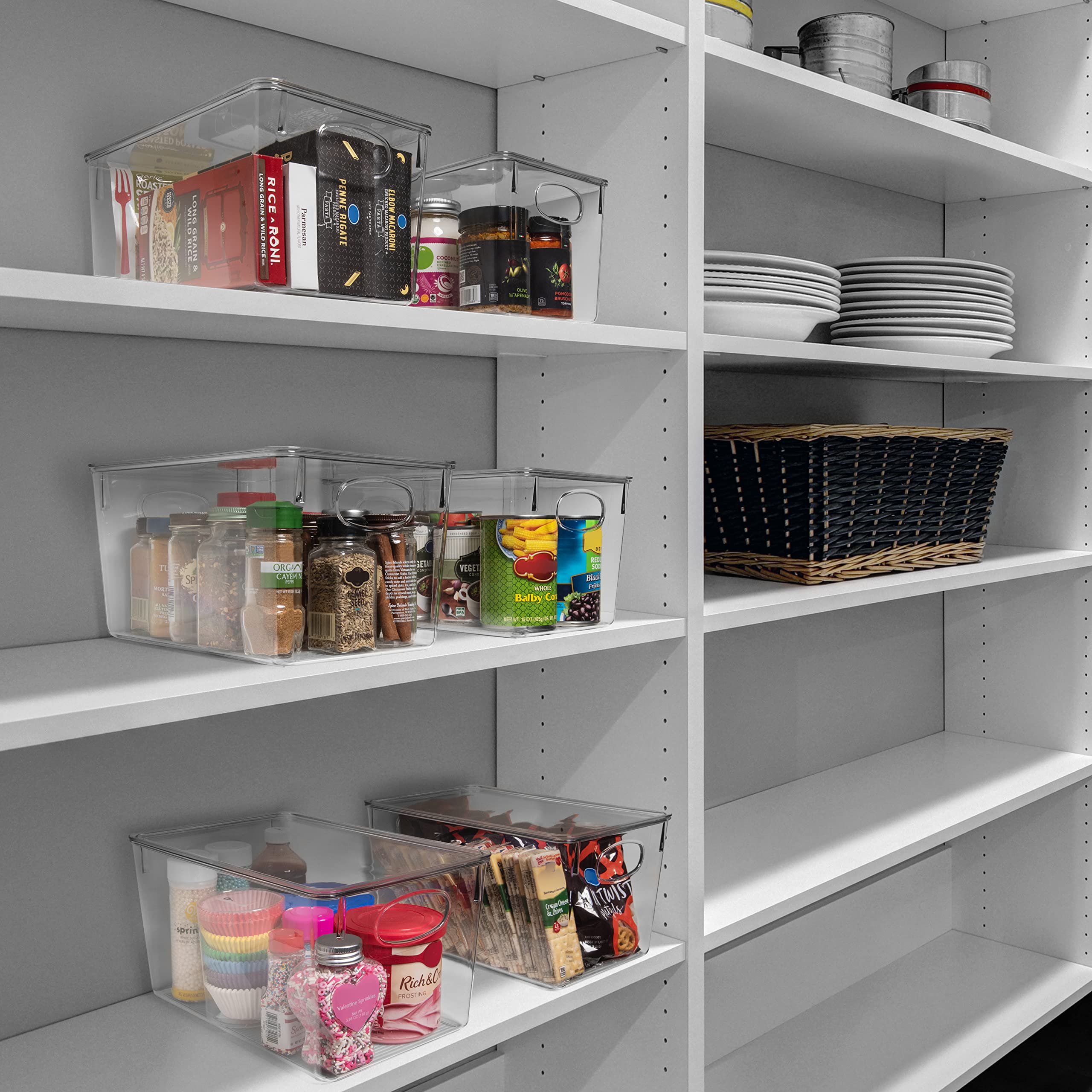ClearSpace transparent lid bin shows organized pantry contents.