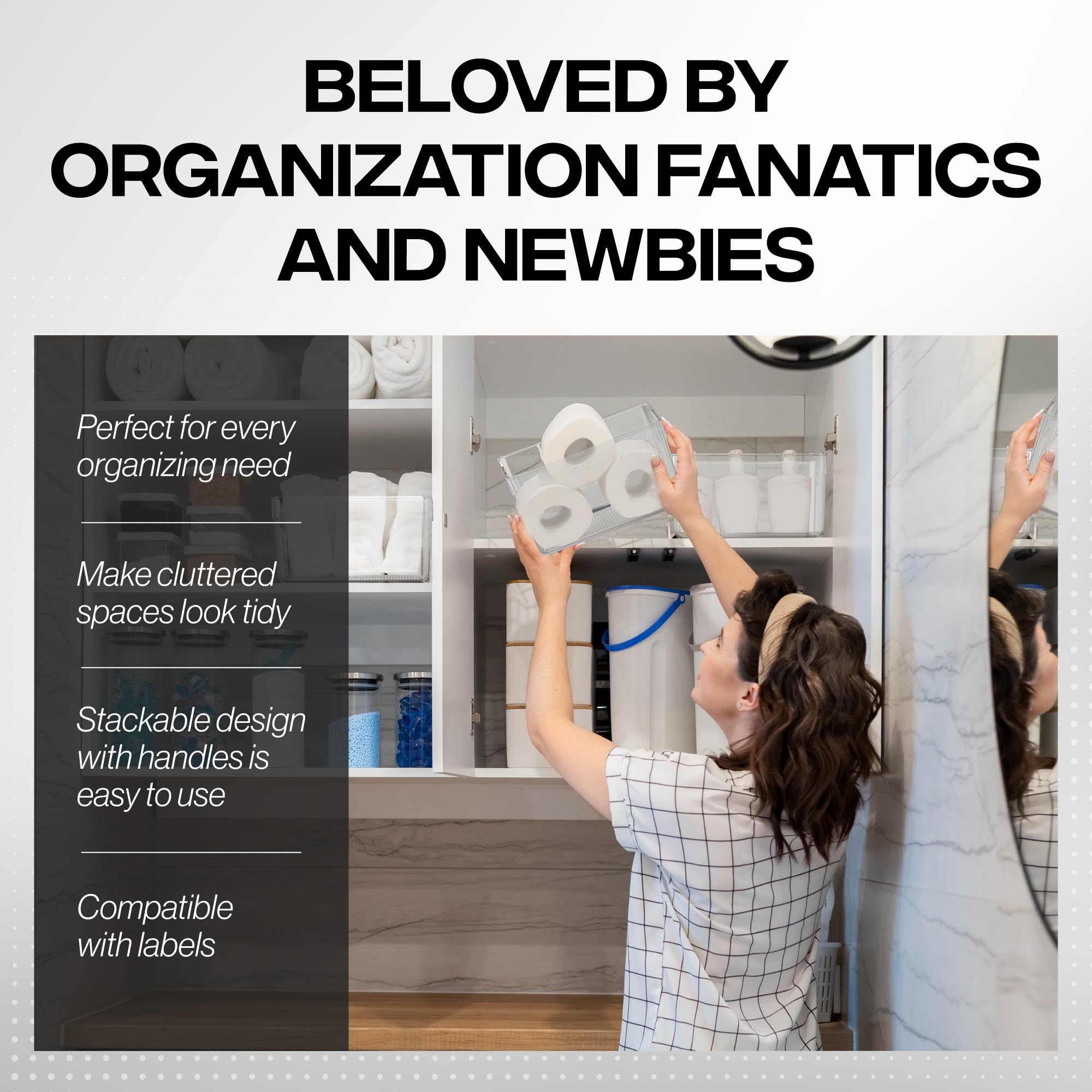 ClearSpace clear bin in fridge promoting neat storage and visibility.