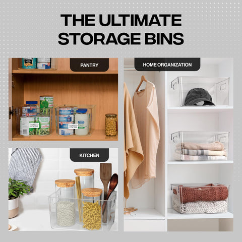 ClearSpace bin keeps cabinet-organization neat on kitchen shelves.