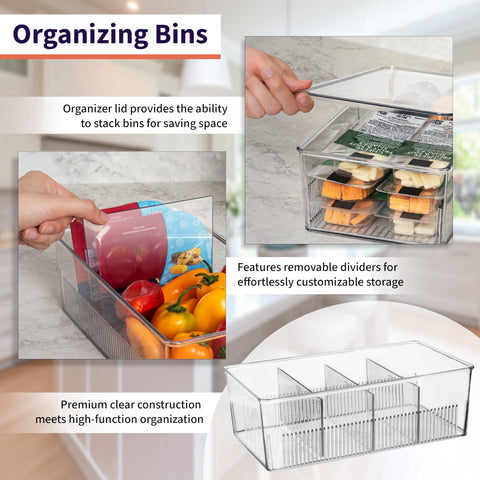 ClearSpace four-section divider bin helps separate items in cupboards.