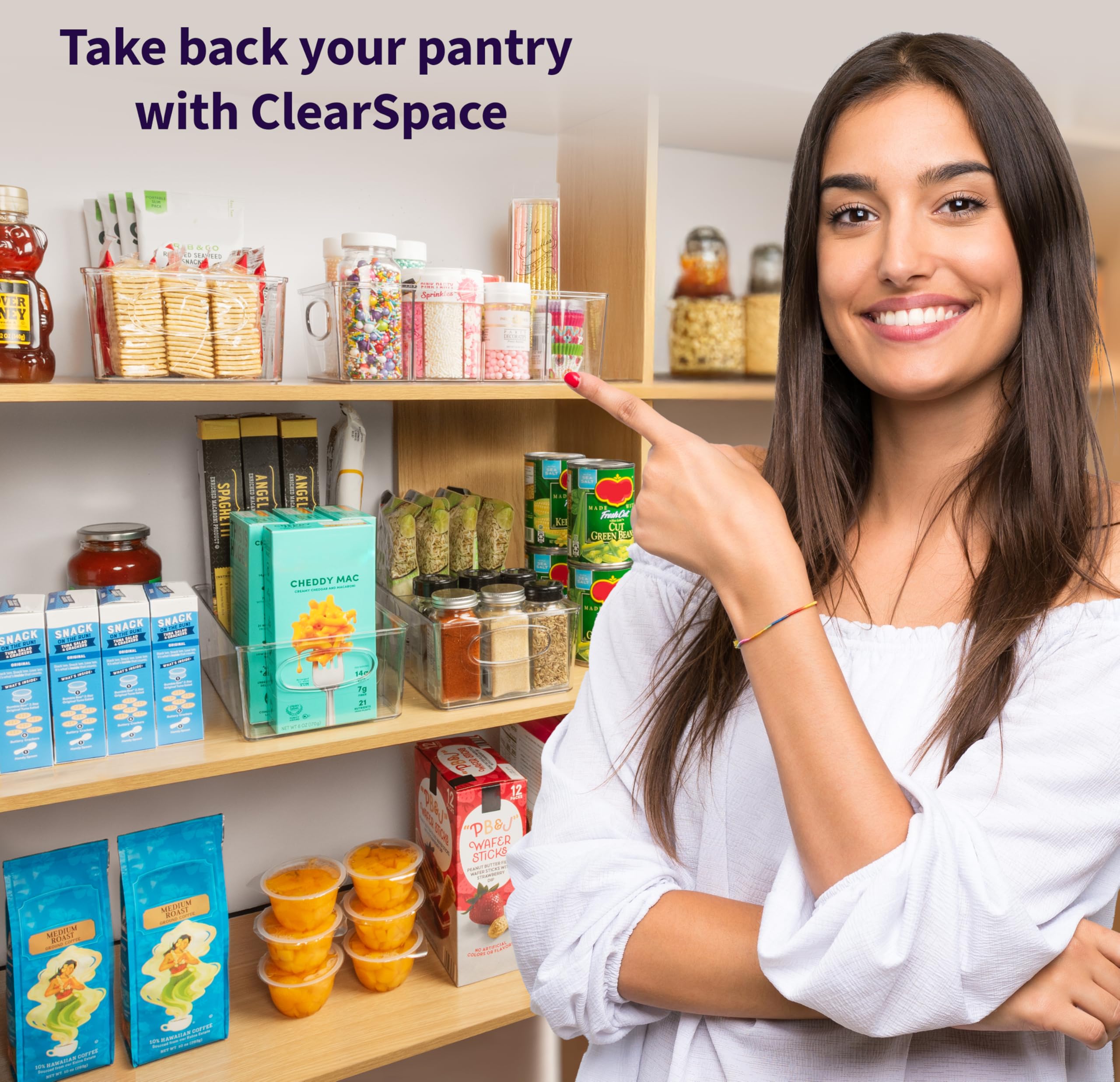 ClearSpace kitchen storage bin ideal for pantry, fridge, and cabinet organization.