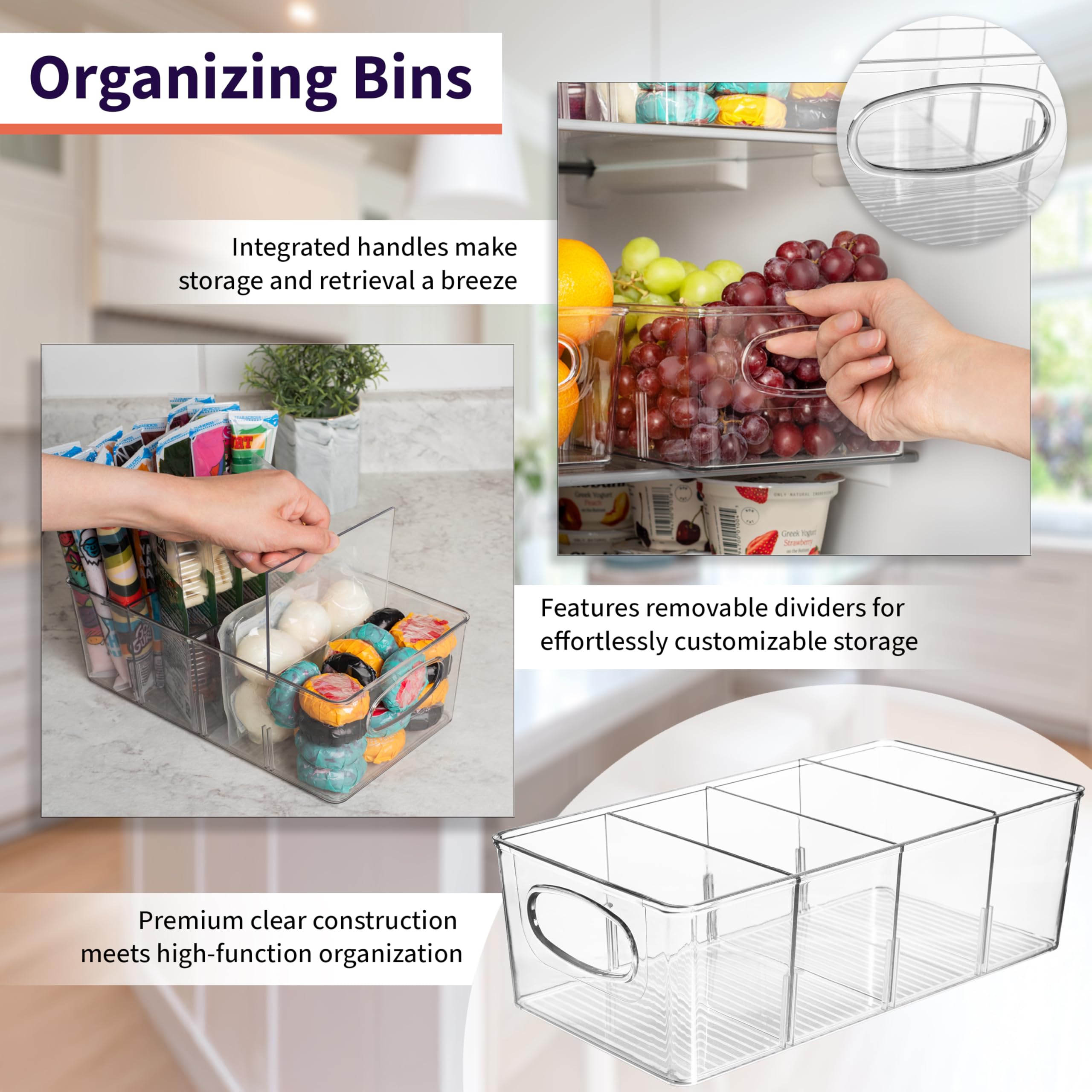ClearSpace large-capacity bin with four compartments supports flexible storage options.