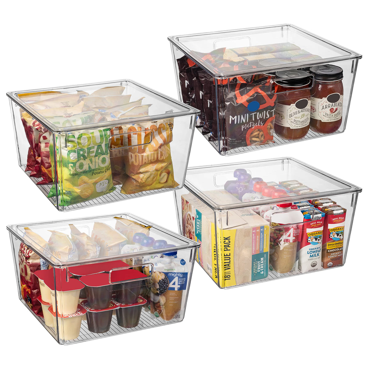 ClearSpace XL storage bins with lids in fridge for organized freshness