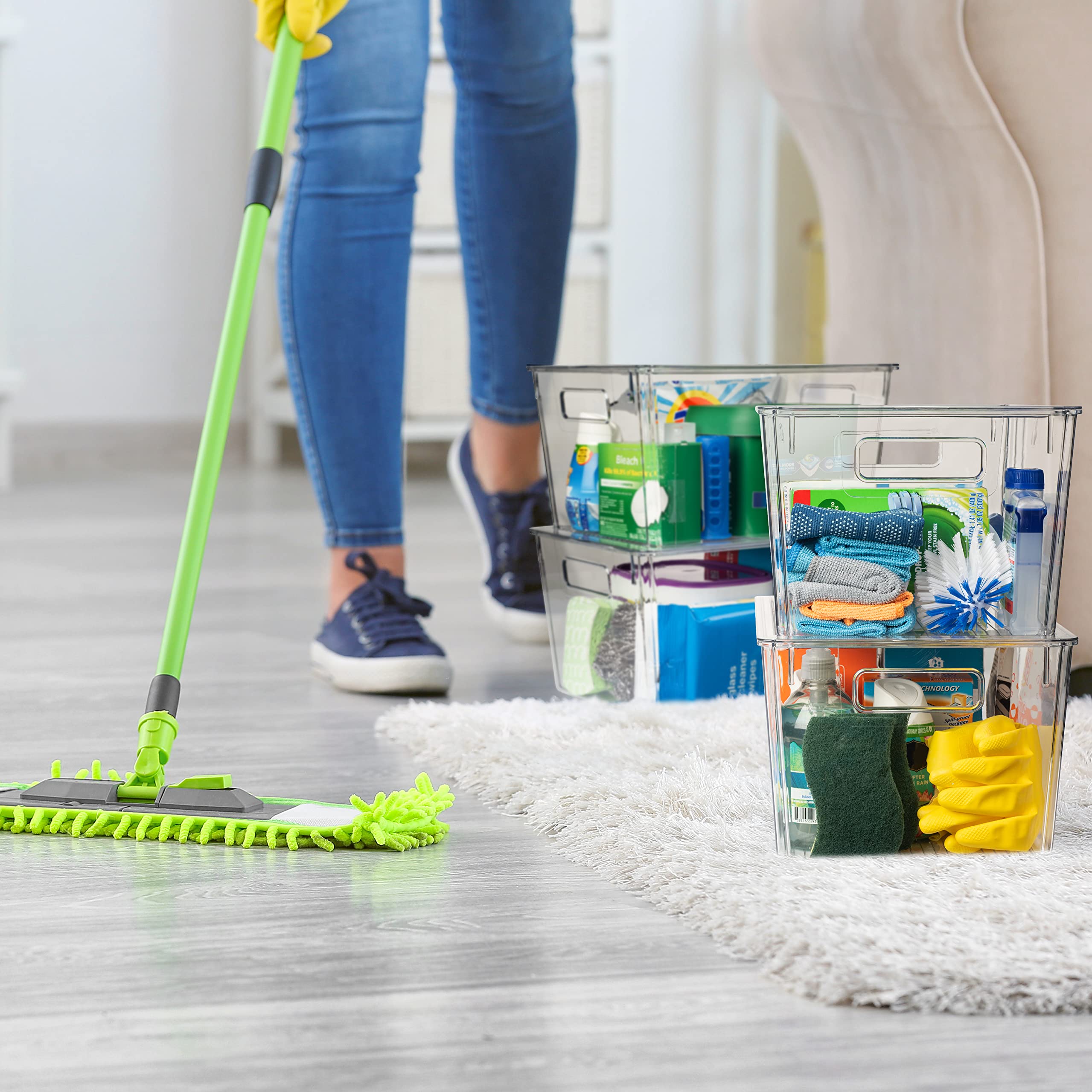 ClearSpace X-Large bin on a kitchen shelf showing tidy, visible storage