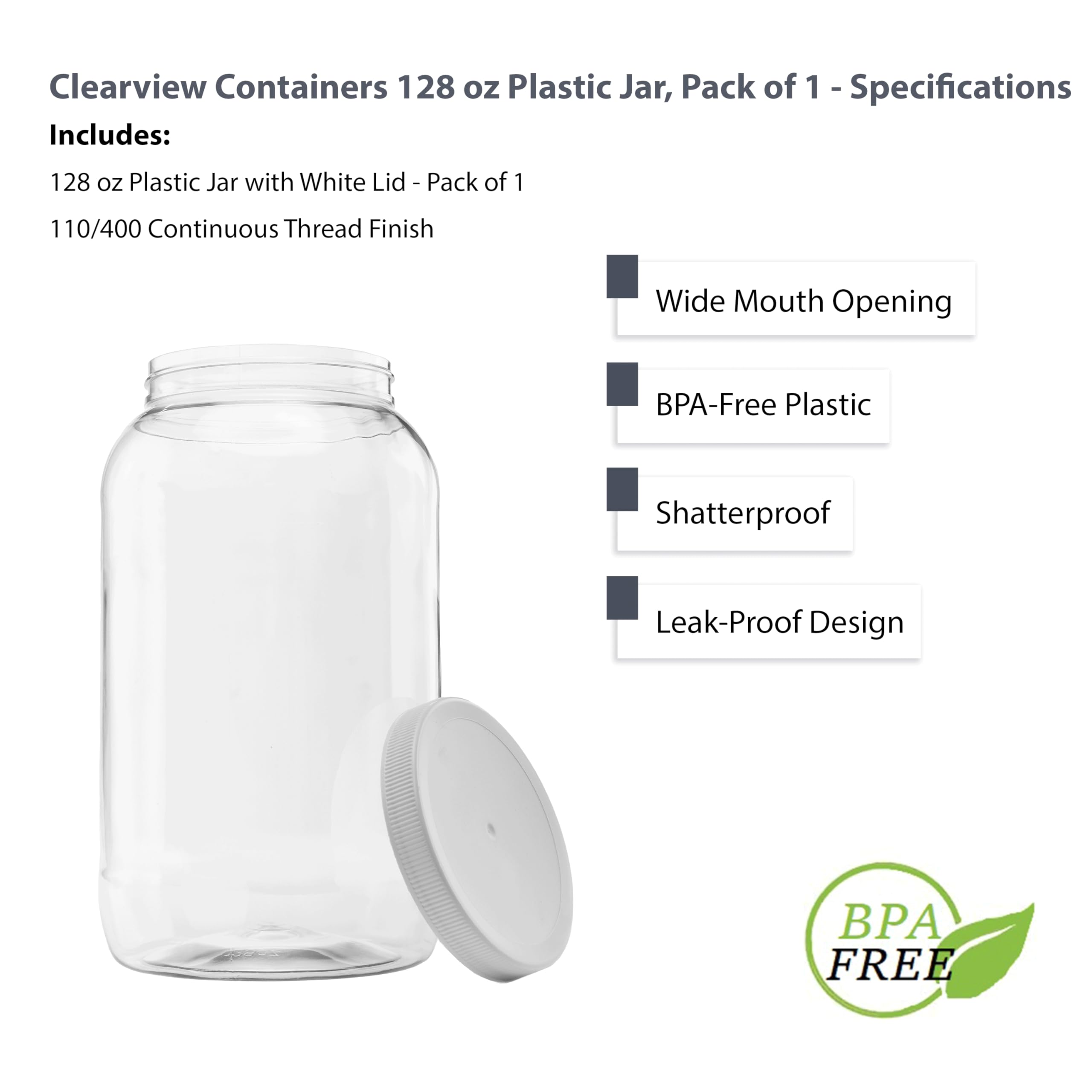 CLEARVIEW CONTAINERS 128oz jar highlighted for hand washing care