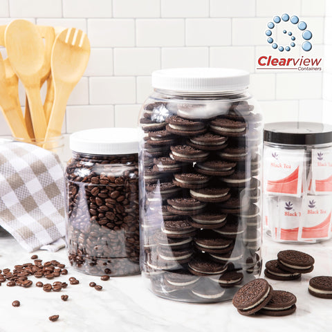 CLEARVIEW CONTAINERS kitchen organization use with clear jar design