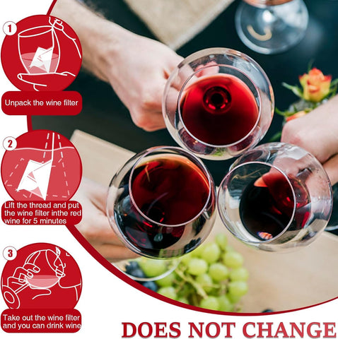 Clerona-filtered red wine poured in a glass with clarified notes