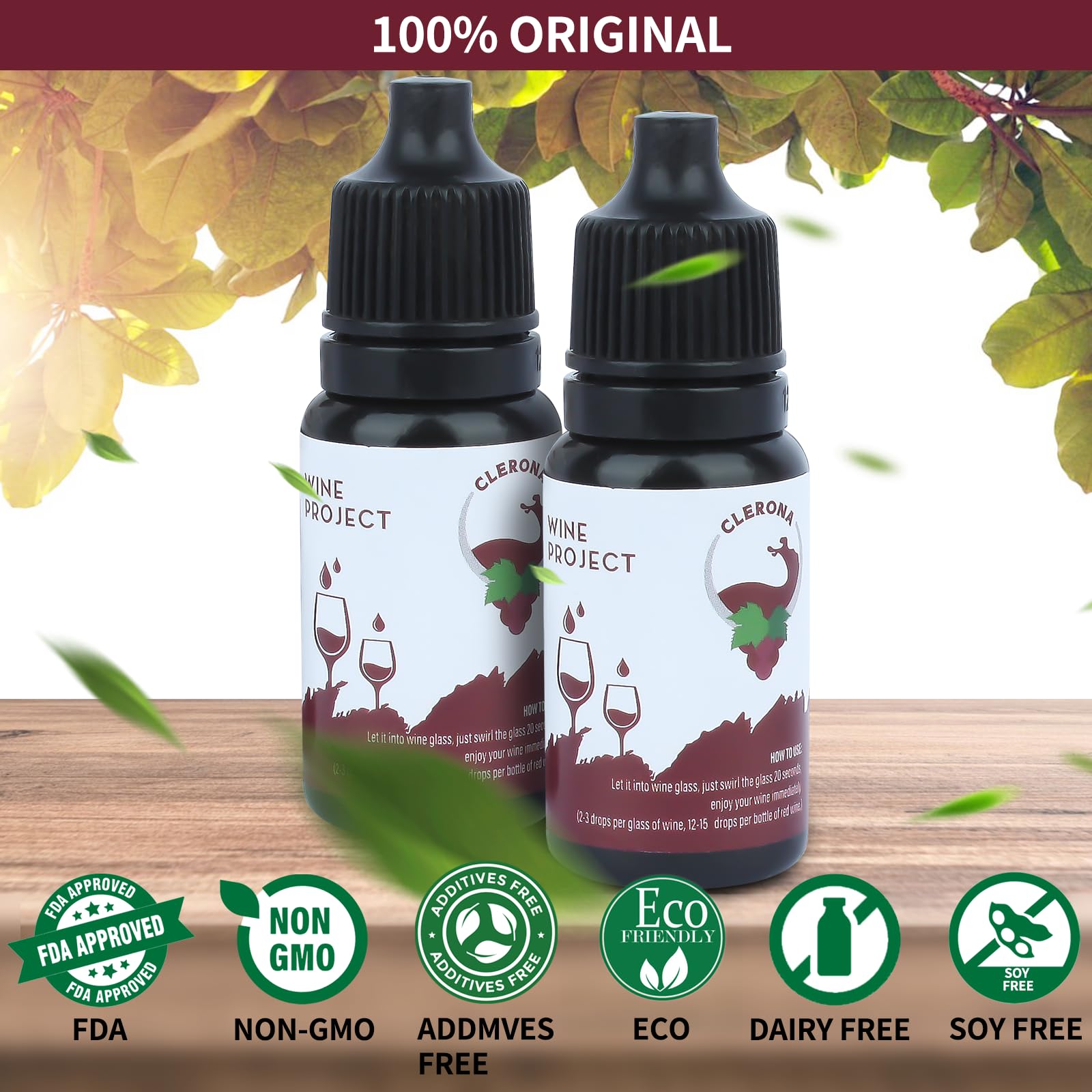 Clerona drops added to a glass for quick filtration in 20 seconds.