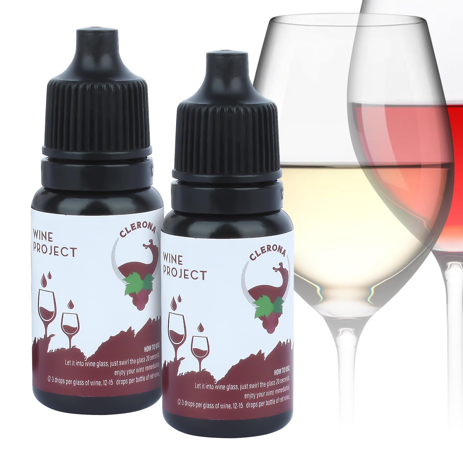 Clerona wine filters bottle 2-pack demonstrates natural filtration for wine.