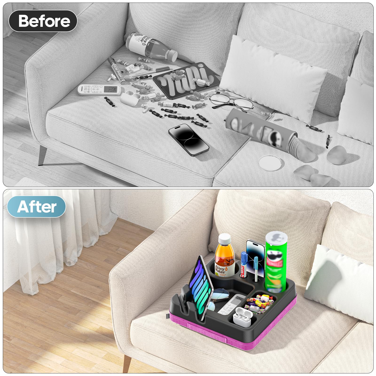 CLESOO couch tray with phone slot keeps your device accessible as you lounge