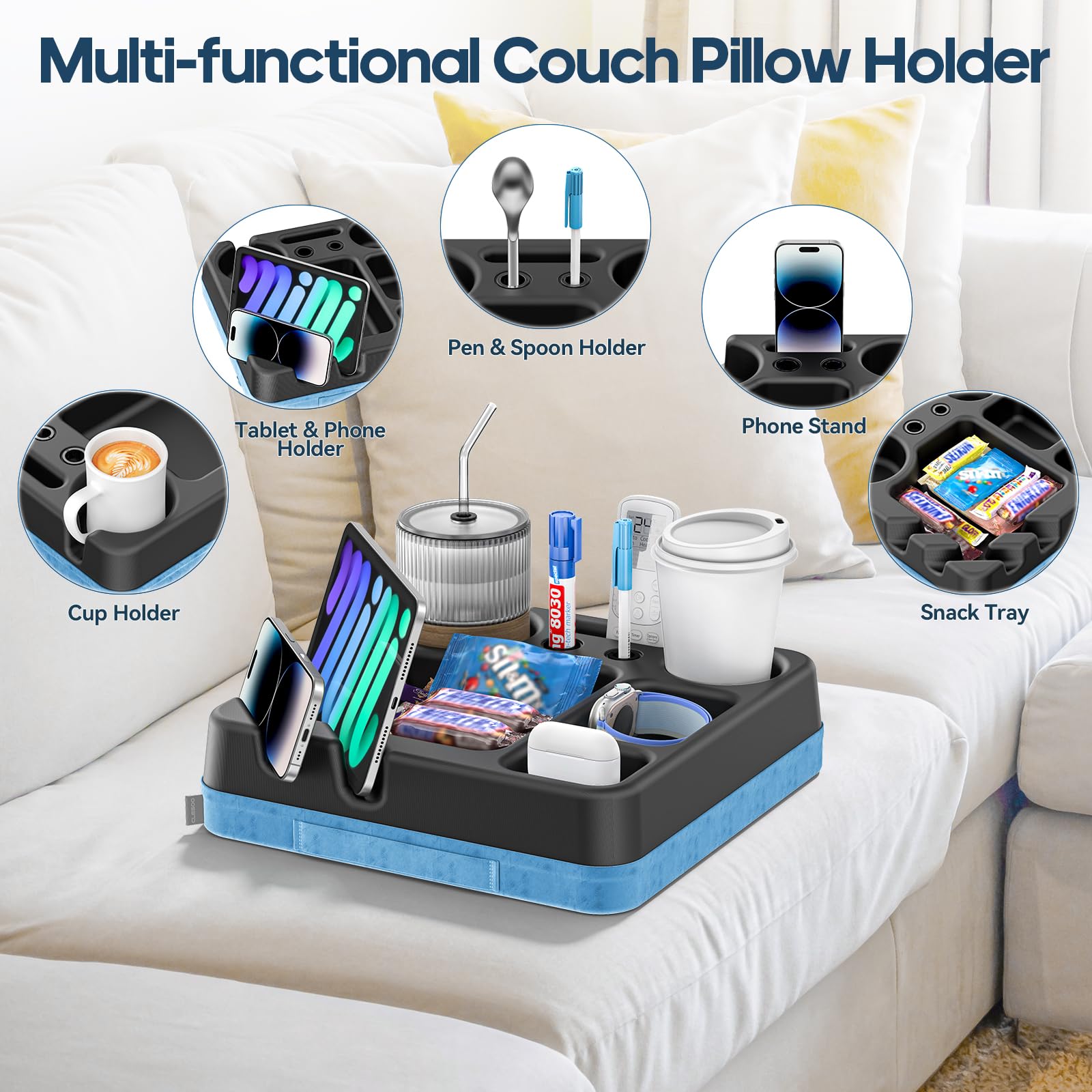 CLESOO dual cup holders ensure stable beverages during movie nights.