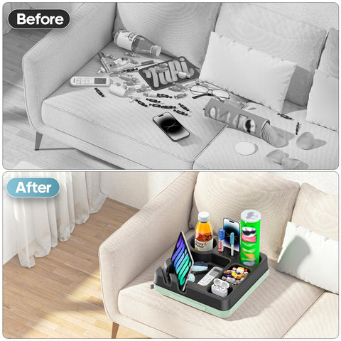 CLESOO bed tray remote holder keeps remotes organized.