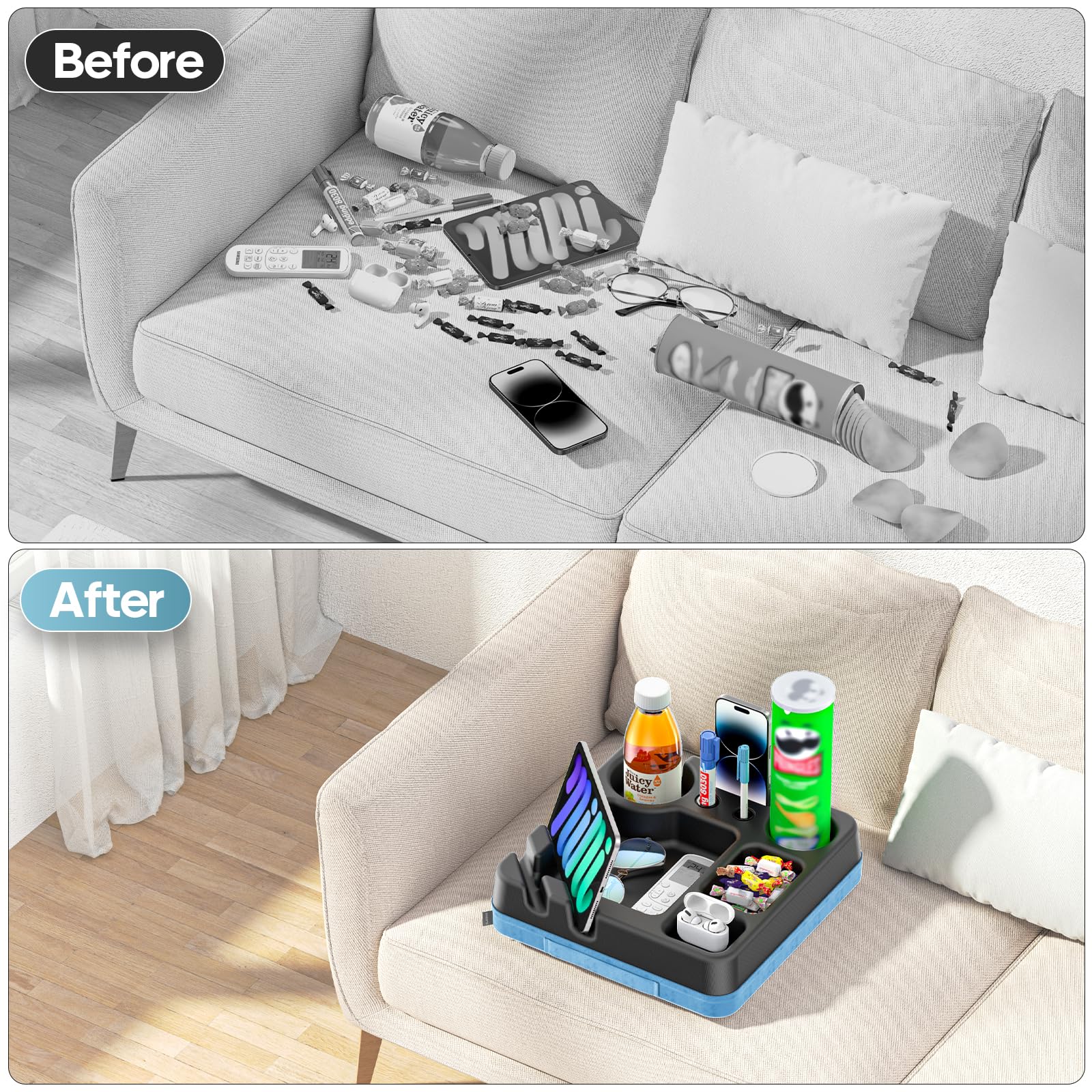 CLESOO phone and tablet slot keeps devices accessible while you lounge.