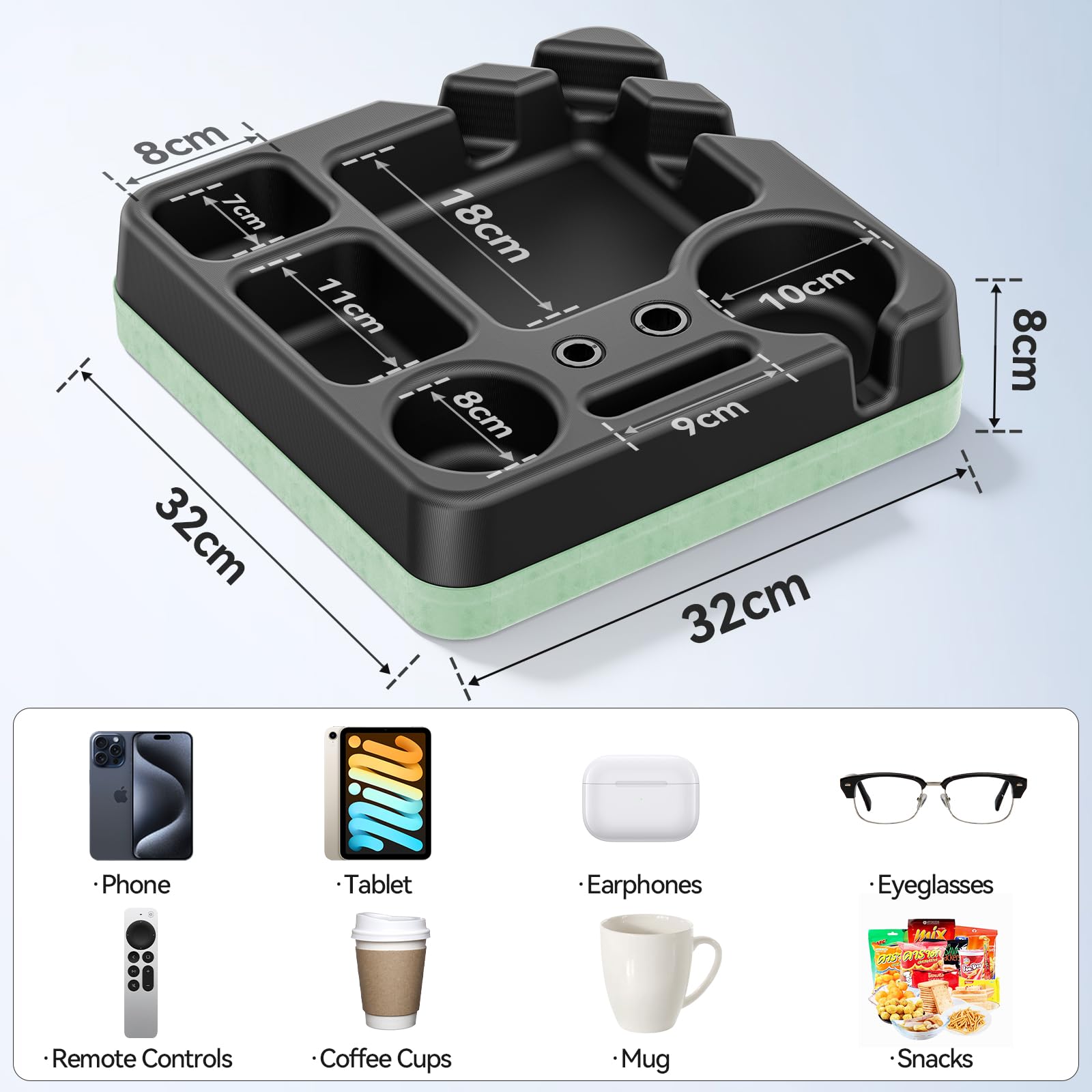 CLESOO couch caddy phone holder stores smartphones upright.