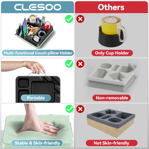 CLESOO couch tray tablet slot keeps your device at hand.