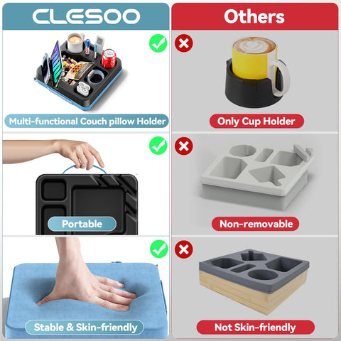CLESOO snack tray for sofa keeps bites within reach during binge sessions.