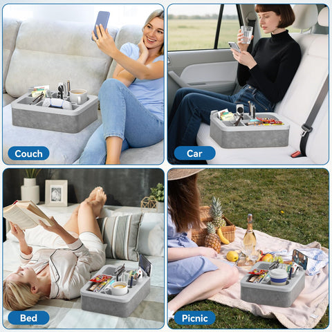 CLESOO soft sponge foam base stabilizes the tray on furniture